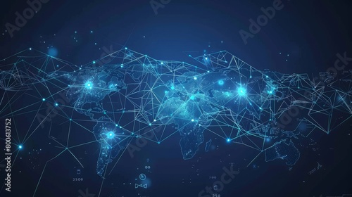 Global network connection with graph in futuristic concept for financial. World map point and Global business. 