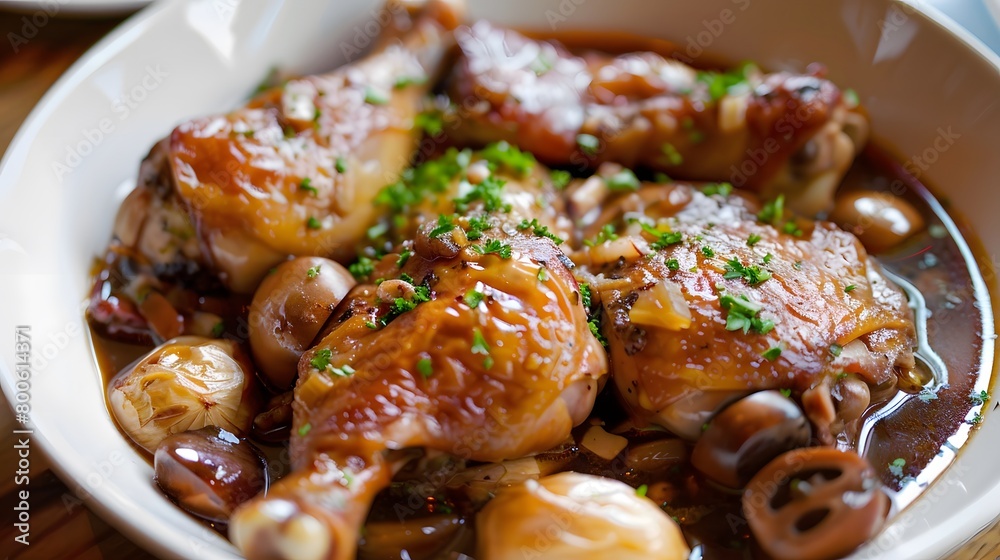 Coq Au Vin, delicious gourmet fresh homemade Coq Au Vin, delicious gourmet fresh homemade