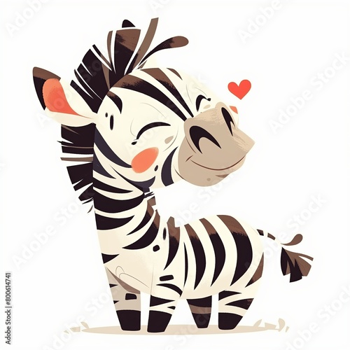 Cartoon Zebra  Adorable Illustration on a White Background