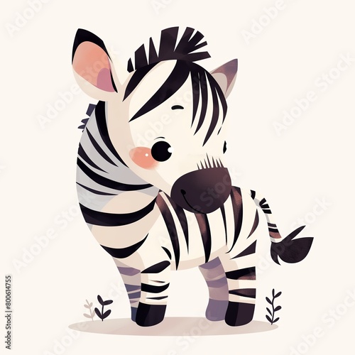 Cartoon Zebra  Adorable Illustration on a Beige Background