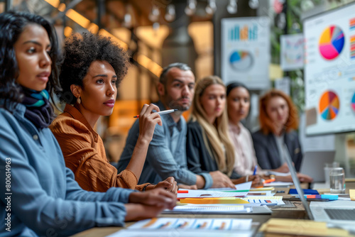 Diverse Team Analyzing Data at Business Meeting