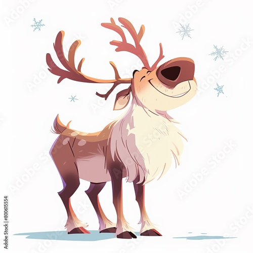 Cartoon Caribou, Adorable Illustration on a White Background
