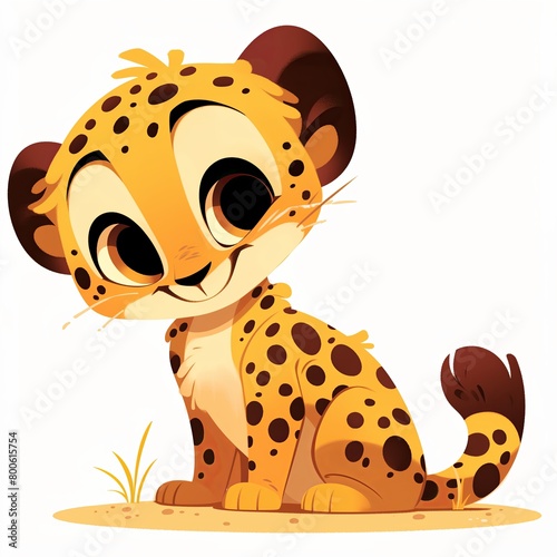 Cartoon Cheetah  Adorable Illustration on a White Background