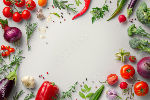 Elegant vector backdrop minimal veggies and blooms solid hue white center space 