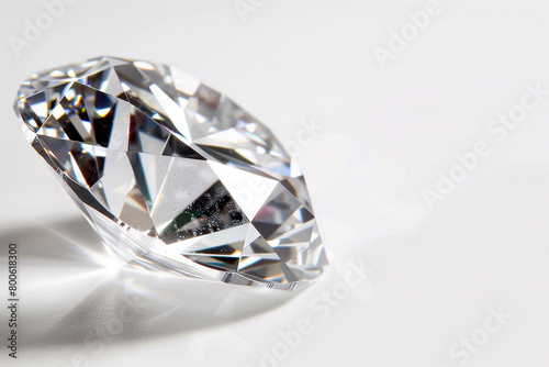 A close up of a diamond with a clear  shiny surface