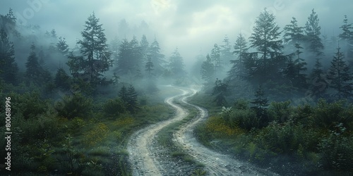 Navigating through the eerie crossroad in the foggy woods, one must choose their path wisely, reflecting on career decisions.