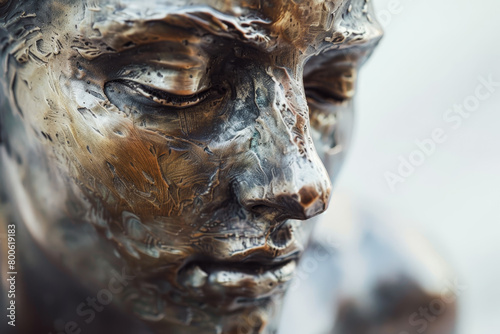 A bronze statue of a woman's face with a serene expression © Formoney