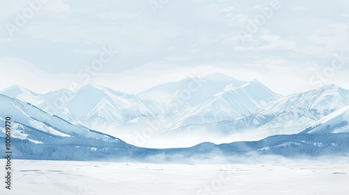 Wallpaper Mural The mountains are covered in snow and the sky is clear. The scene is peaceful and serene, with the mountains towering over the landscape. The snow-covered peaks create a sense of majesty and awe Torontodigital.ca