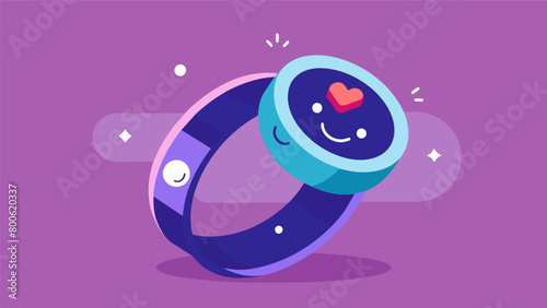 A ring with a builtin mood diary app that prompts the wearer to log their mood throughout the day.. Vector illustration