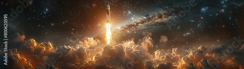 Experience the awe of a futuristic liftoff, symbolizing innovation and progress for tech firms and startups. photo
