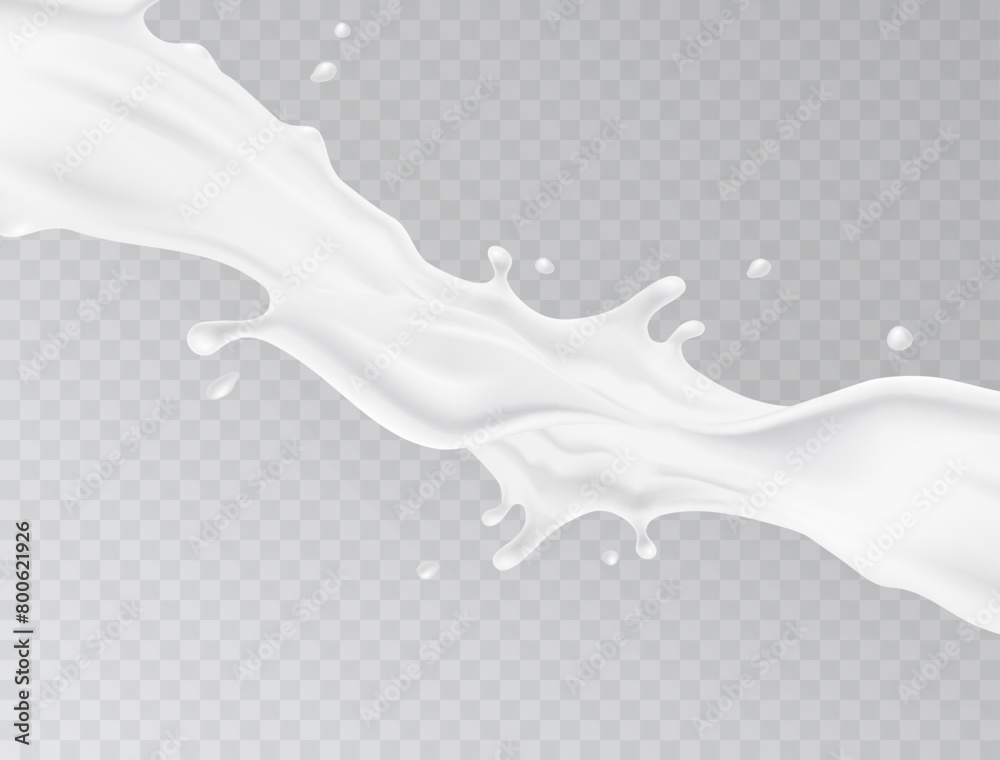 Milk splash pattern. 3d realistic white yogurt wave border isolated on transparent background. Vector milky flow package design Milk splash pattern. 3d realistic white yogurt wave border isolated on transparent background. Vector milky flow package design