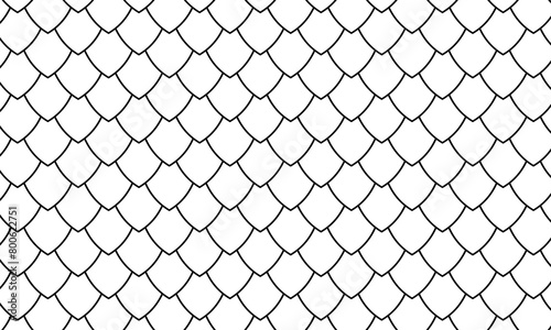 Dragon, snake or dinosaur scale pattern. Reptile animal skin or fish squama texture. Medieval armor ornament. Roofing design. Mermaid tail print. Lattice background. Vector graphic illustration.