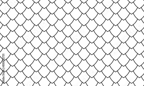 Dragon, snake or dinosaur scale pattern. Reptile animal skin or fish squama texture. Medieval armor ornament. Roofing design. Mermaid tail print. Lattice background. Vector graphic illustration. photo