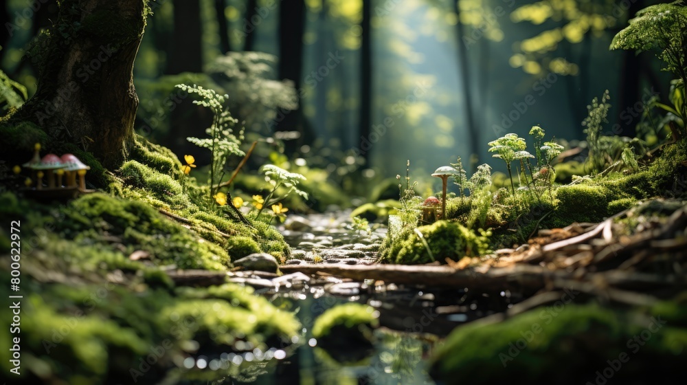 a picture landscape magical forest, with a tilt-shift lens effect a picture landscape magical forest, with a tilt-shift lens effect