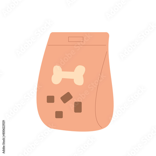 Dog dry food isolated on white background. Pet and domestic animal feed. Vector illustration