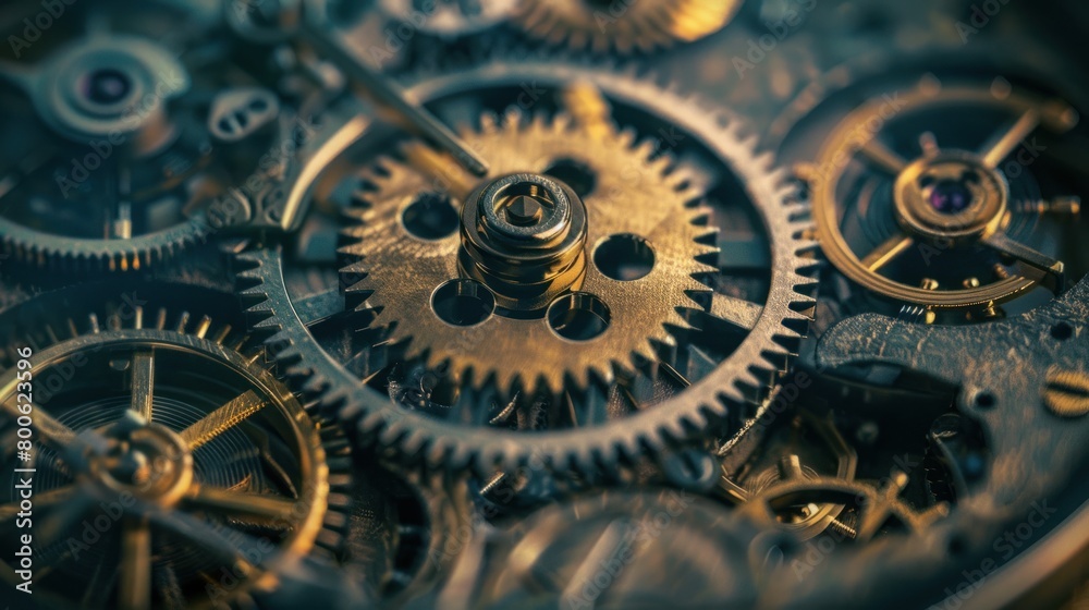 Close up of complicated clockwork gears Close up of complicated clockwork gears