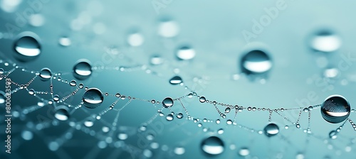 A Close-up of a Dew-Covered Spider Web with Green Backdrop