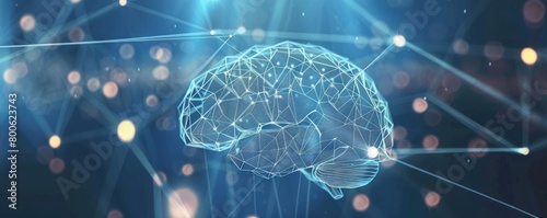 Intelligence concept. The human brain is connected to think