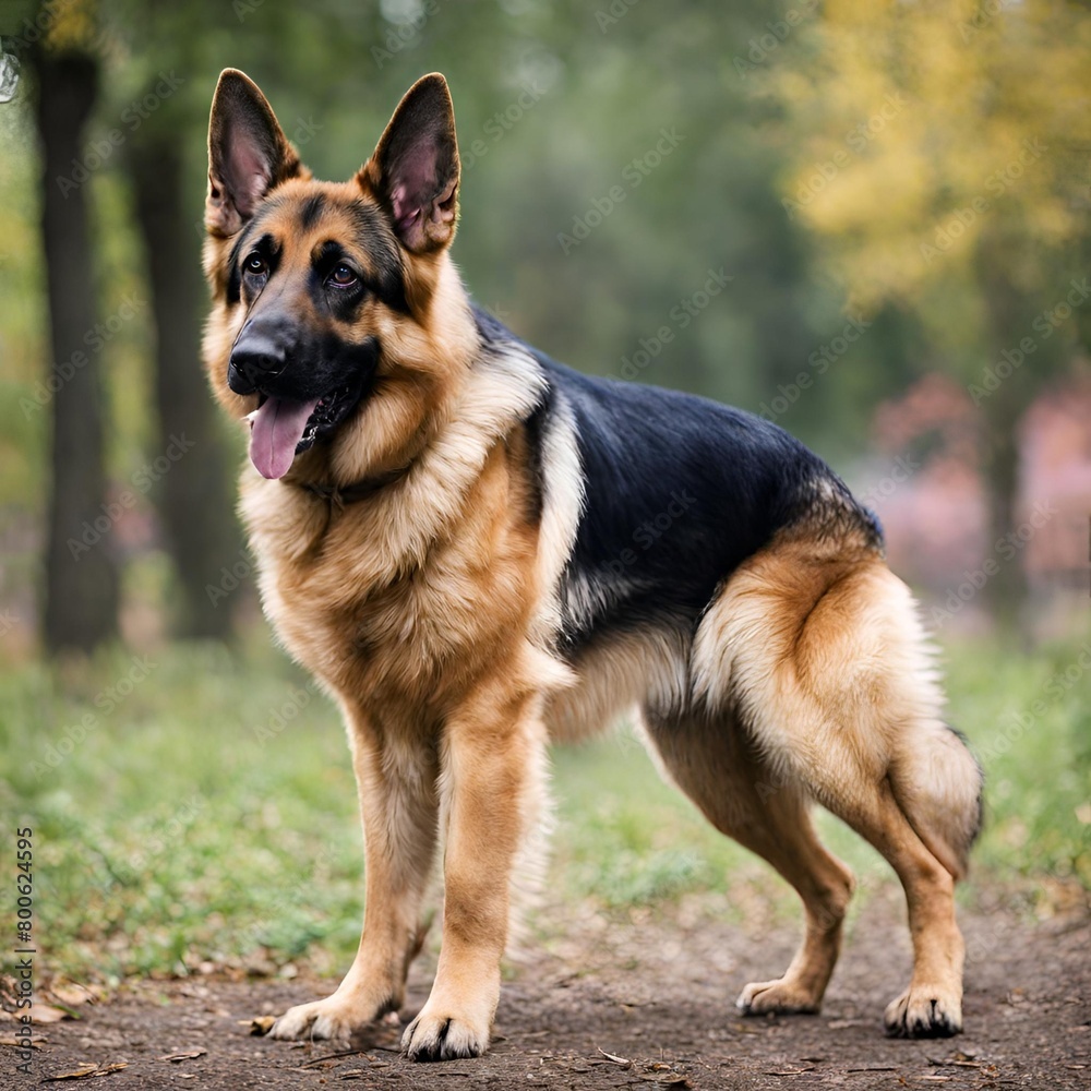 german shepherd dog standing on grass
