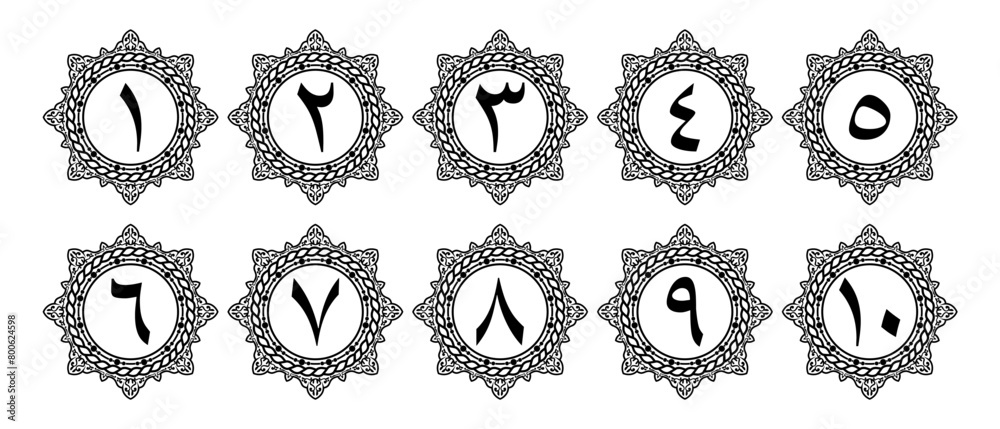 Arabic numerals with premium border decoration. illustration vector. transparent background. free to use for your needs.