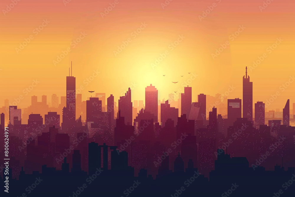 Urban landscape backdrop cityscape silhouette modern 