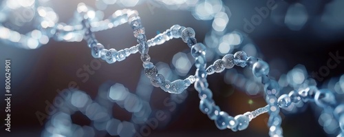 A 3D rendering of a DNA double helix.