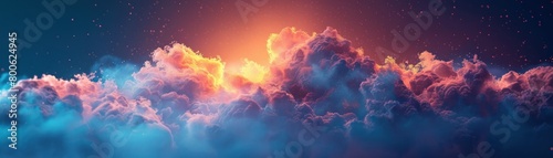 A beautiful painting of a sunset over the clouds. photo