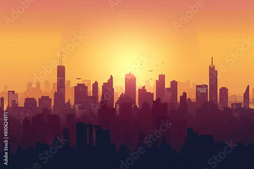 Urban landscape backdrop cityscape silhouette modern 