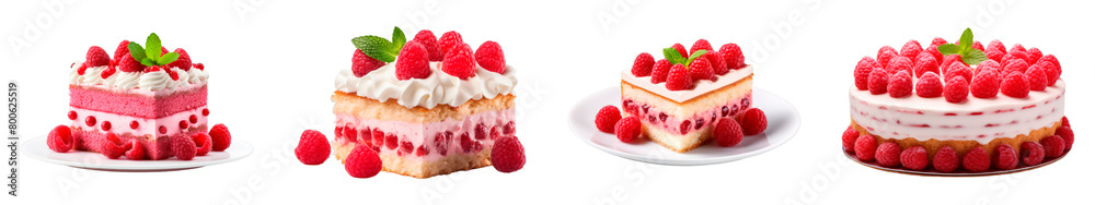 Collection of Raspberry Cake isolated on transparent png background. Generative ai Collection of Raspberry Cake isolated on transparent png background. Generative ai