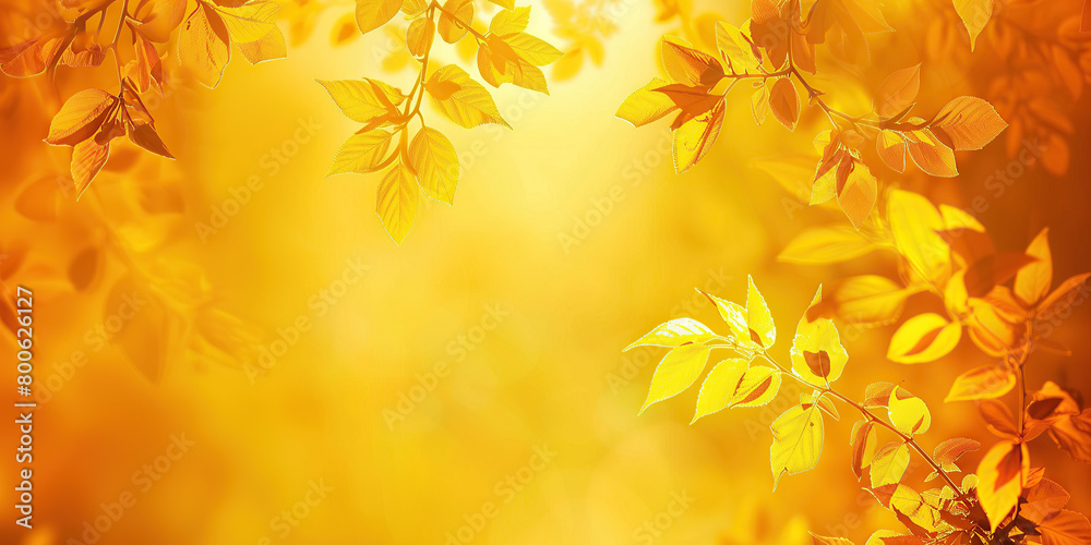 horizontal illustration of yellow flowers and leaves decoration background, copy space horizontal illustration of yellow flowers and leaves decoration background, copy space