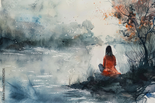 Watercolor ode to solitude peaceful moments alone 
