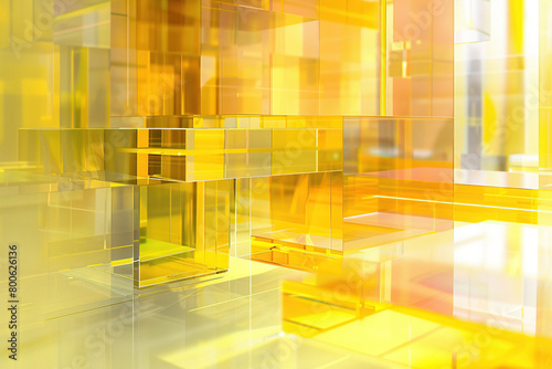 Fototapeta Naklejka Na Ścianę i Meble -  horizontal image of glowing transparent geometric yellow shapes abstract background