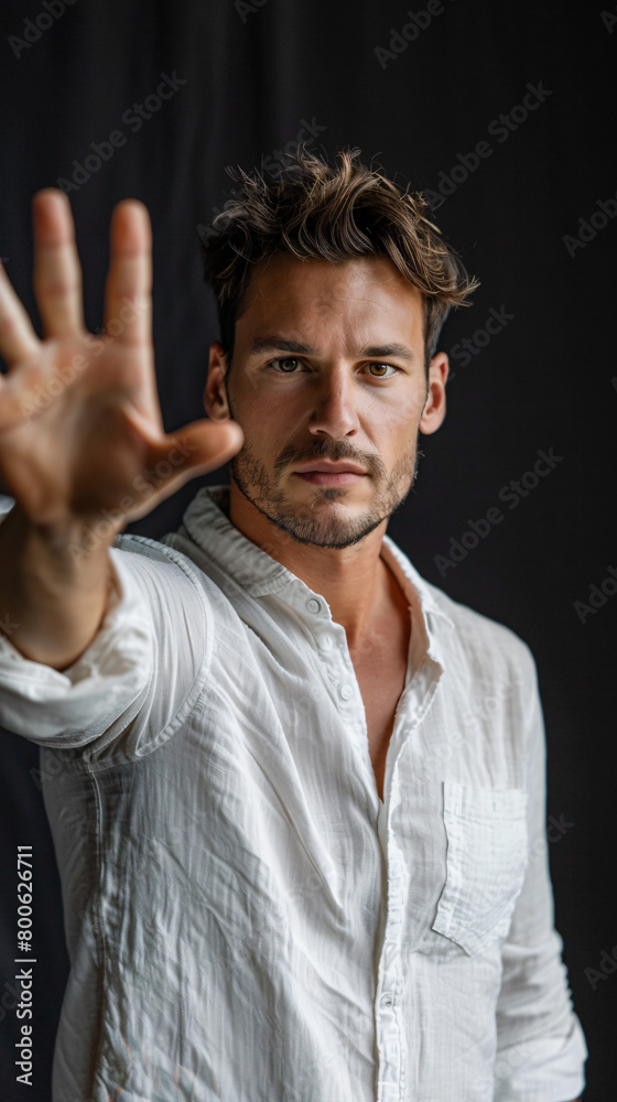 man reaching out his hand