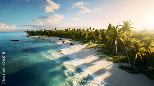 Beautiful panoramic view of a tropical island with palm trees