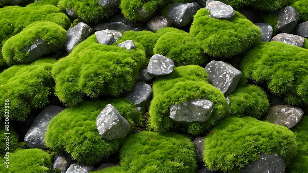 Dark green moss on the stone Dark green moss on the stone