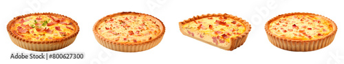 Collection of Quiche Lorraine isolated on transparent png background. Generative ai