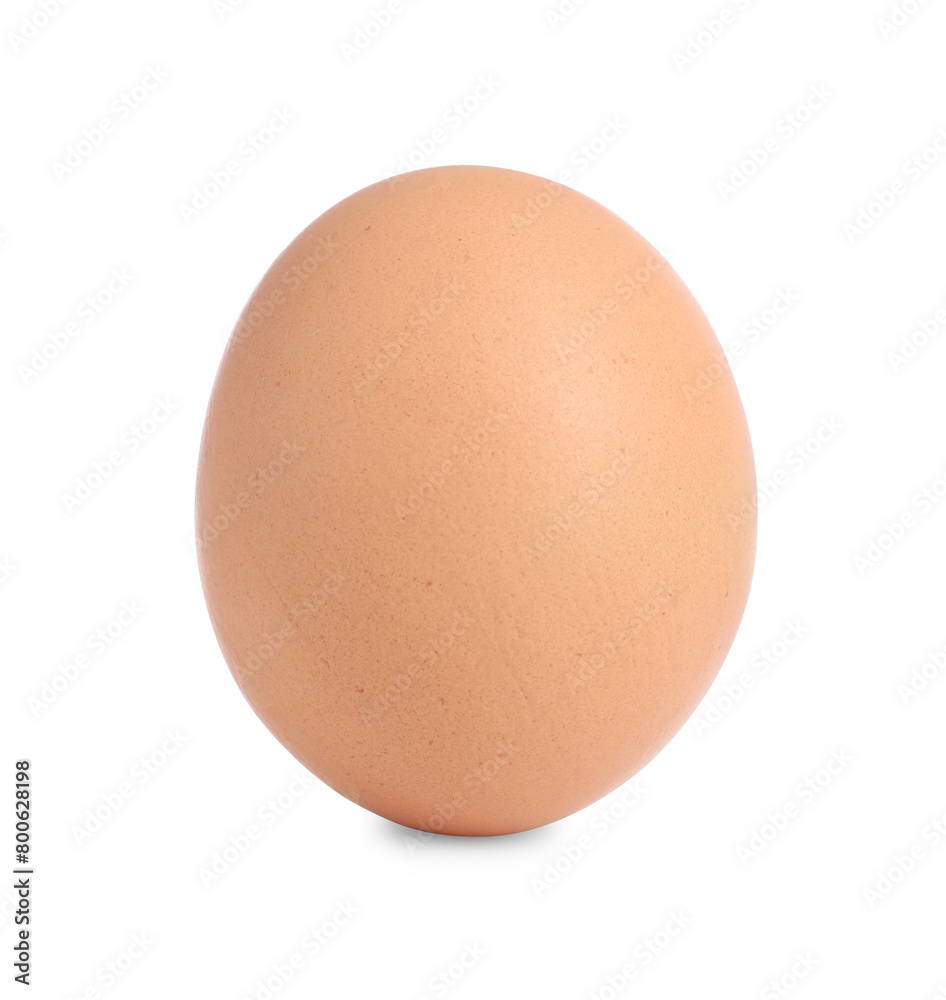 One raw chicken egg isolated on white