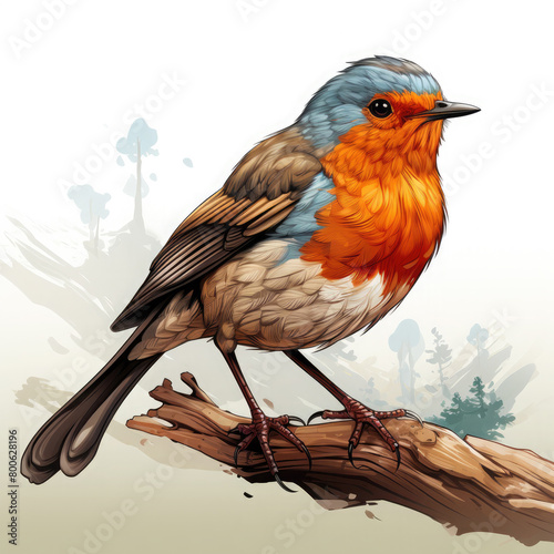 Watercolor Robin vector, clipart Illustration, Generative Ai