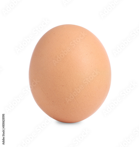 One raw chicken egg isolated on white