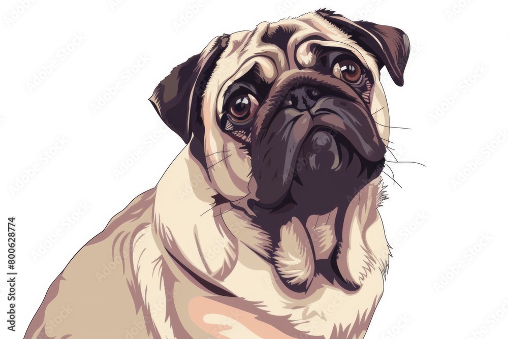 A cute pug dog with its tongue hanging out. Perfect for pet lovers