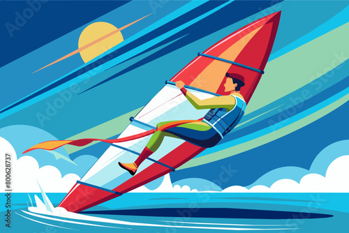 Windsurfer catching air