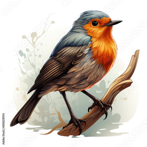 Watercolor Robin vector, clipart Illustration, Generative Ai © SantoshArt