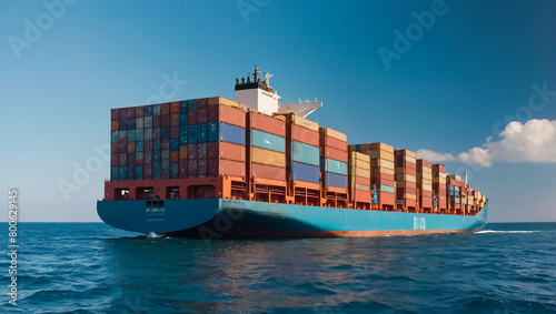 cargo ship with containers in a beautiful ocean logistic