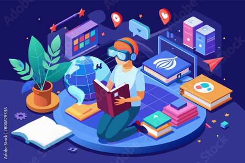 VR mockup for a virtual reality language learning app