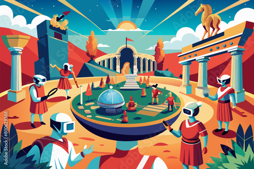 VR mockup for a virtual reality historical reenactment