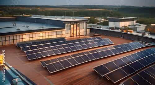 industrial area roofs filled with solar panels photo