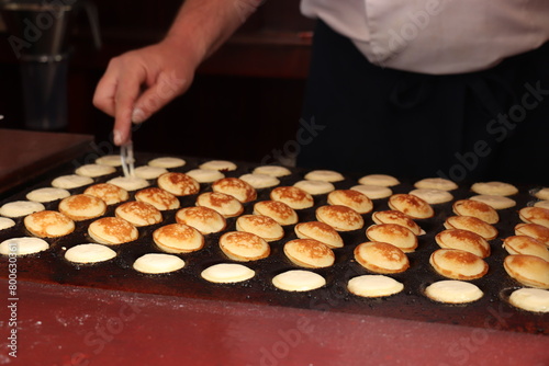 Traditional Dutch Poffertjes, cereal pancakes