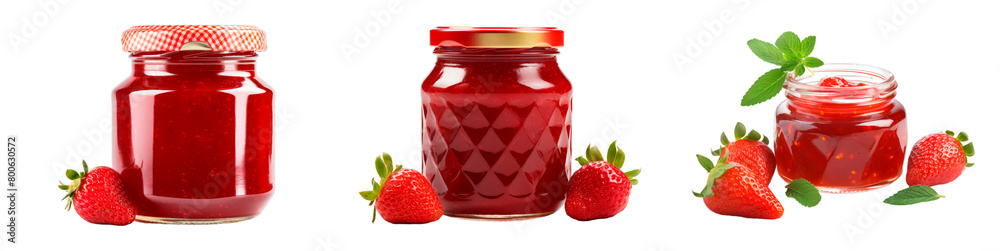 Collection of Strawberry Preserves isolated on transparent png background. Generative ai Collection of Strawberry Preserves isolated on transparent png background. Generative ai