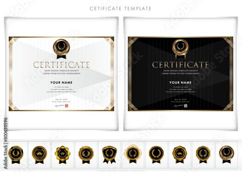 Luxury modern frames and shapes, templates for certificates of recognition, certificates of appreciation, and diplomas. Accommodates award, diploma, business and educational needs. type143(landscape)	