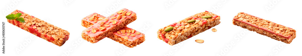 Collection of Watermelon-Flavored Granola Bars isolated on transparent png background. Generative ai